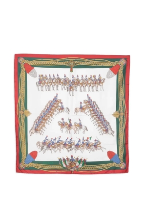 Gucci Pre-Owned cavalry-print silk scarf - White