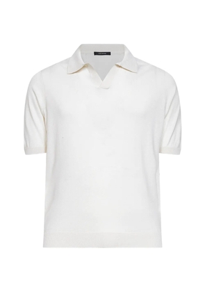 Tagliatore V-neck polo-collar T-shirt - White
