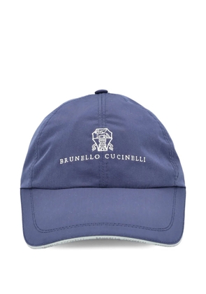Brunello Cucinelli logo adjustable baseball cap - Blue