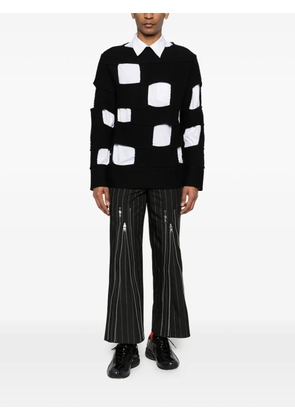 Comme des Garçons Homme Plus striped panelling crew-neck sweater - Black