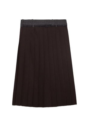 Prada pleated rush stitch midi skirt - Brown