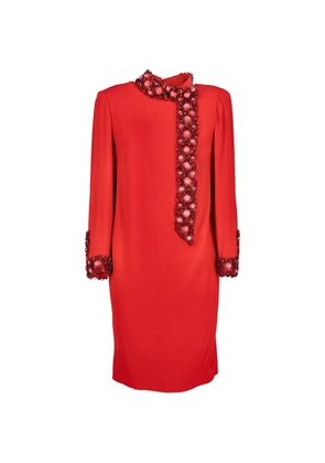 Vintage beaded-embellishment dress - Red