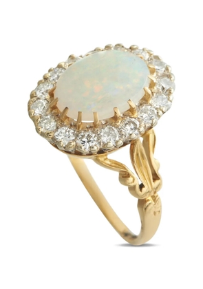LB Exclusive halo-set diamond and opal ring - Gold
