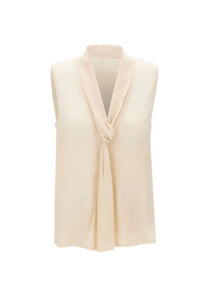 LIU JO Georgette knot-collar V-neck top - Neutrals