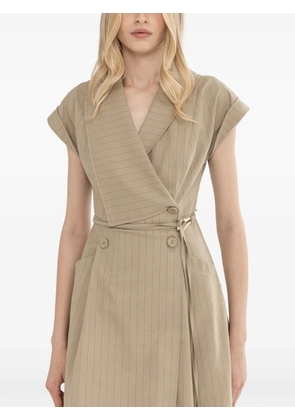 NISSA striped midi dress - Neutrals