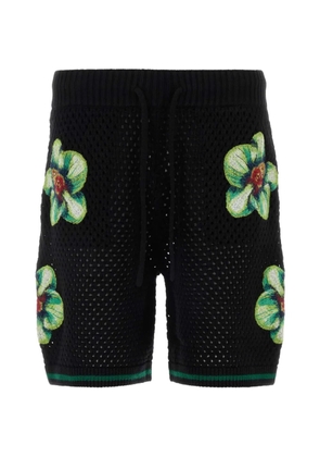 Casablanca Glitch Orchid embroidered crochet shorts - Black