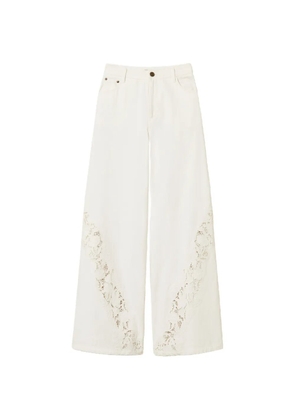 TWINSET floral-lace wide-leg jeans - White