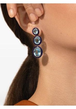 Goshwara 3-Tier oval blue topaz and lapis earrings - Gold