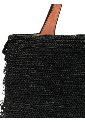 IBELIV Onja raffia fringed tote bag - Black