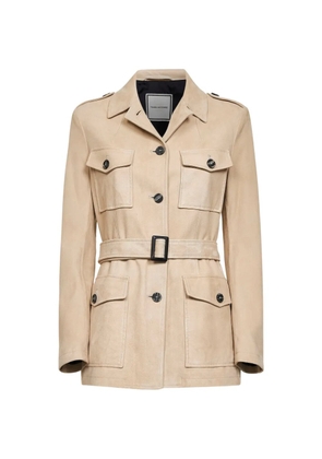 Tagliatore buttoned belted lambskin jacket - Neutrals