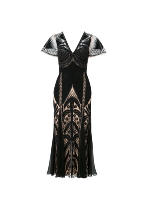 Temperley London Giselleprinted V-neck midi dress - Black