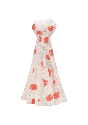 Lela Rose drape floral gown - White