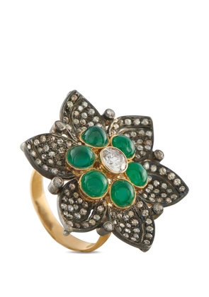 LB Exclusive floral-motif diamond and emerald ring - Pink