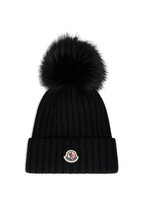 Moncler logo-patch beanie hat - Black