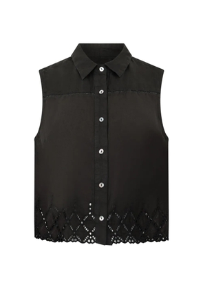 120% Lino buttoned openwork shirt - Brown