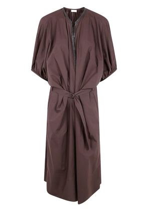 Brunello Cucinelli crystal-embellished midi dress - Brown