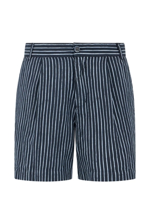 120% Lino striped pleat-detail shorts - Blue