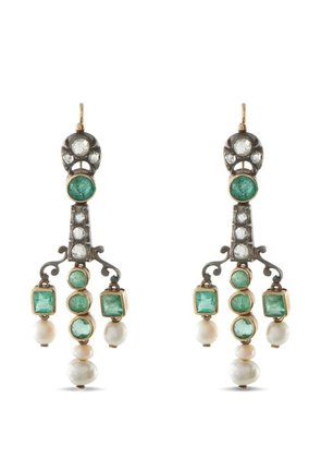 LB Exclusive diamond and emerald pearl drop earrings - Pink
