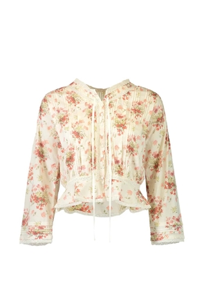 DÔEN Hillock floral lace-trim blouse - Neutrals