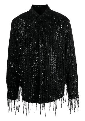 AMIRI sequin-embellished straight-point collar shirt - Black