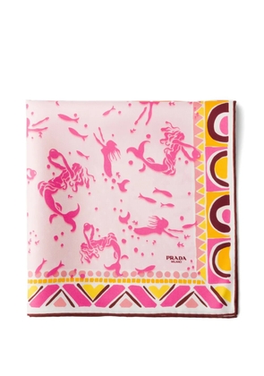 Prada printed silk twill scarf 55 x 55 cm - Pink