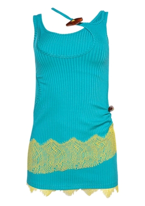 Christopher Esber lace-trim ribbed mini dress - Blue