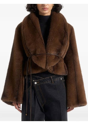 Manière De Voir Nola belted faux-fur brown jacket