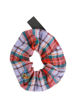 Vivienne Westwood embroidered plaid scrunchie - Purple