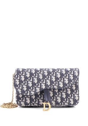 Christian Dior Pre-Owned Saddle Pouch Wallet on Chain Oblique Canvas crossbody bag - Blue