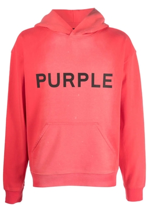 Purple Brand logo-print cotton hoodie - Red
