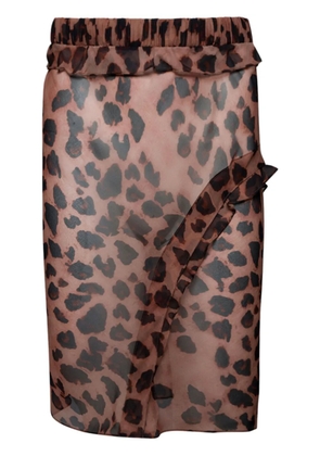 Christopher Esber semi-sheer ruffled midi skirt - Brown