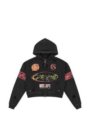 GODSPEED zipped distressed hoodie - Black