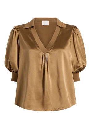 Cinq A Sept puff-sleeve V-neck top - Brown