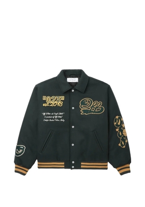 Off-White logo-embroidered bomber jacket - Green