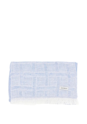 Emporio Armani checked fringed scarf - Blue
