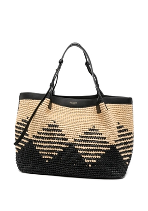 Serapian Secret mosaico raffia tote bag - Neutrals