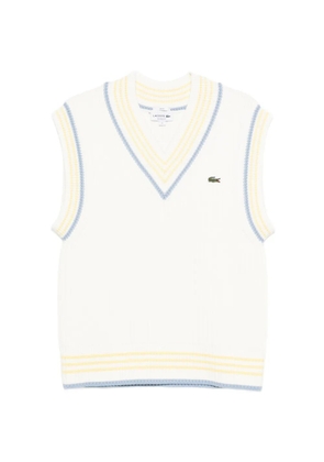 Lacoste V-neck striped knitted vest - White