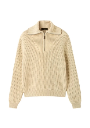 Loro Piana Shivling waffle-knit quarter-zip sweater - Neutrals