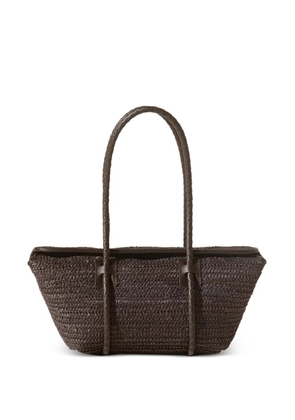 Hereu leather-framed raffia shoulder bag - Brown