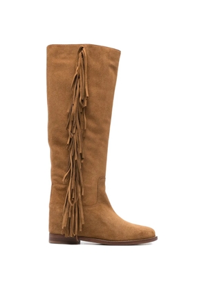 Via Roma 15 fringe-detail knee length boots - Brown
