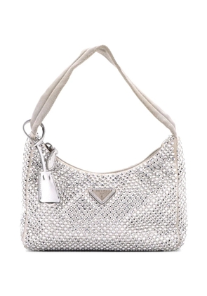 Prada Pre-Owned Re-Edition 2000 Crystal Embellished Satin Mini hobo bag - Grey