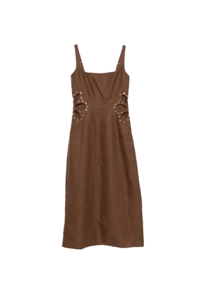Maje eyelet-detail midi dress - Brown