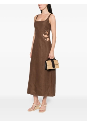 Maje eyelet-detail midi dress - Brown