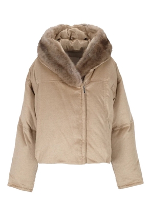 Rindi fur hooded coat - Neutrals