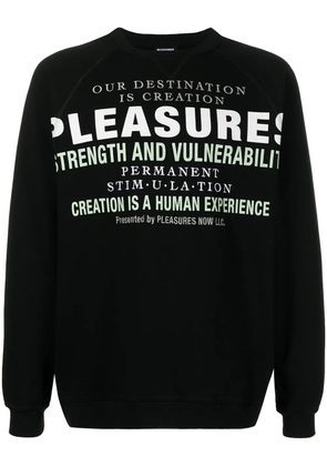Pleasures slogan-print crew neck sweatshirt - Black