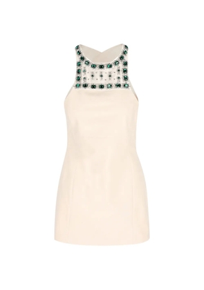 Miu Miu apron embroidered mini dress - Neutrals