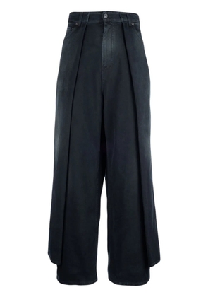 Balenciaga pleat-detailed wide-leg jeans - Black