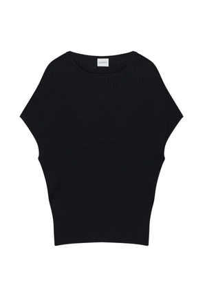 Closed crew-neck batwing sweater - Black