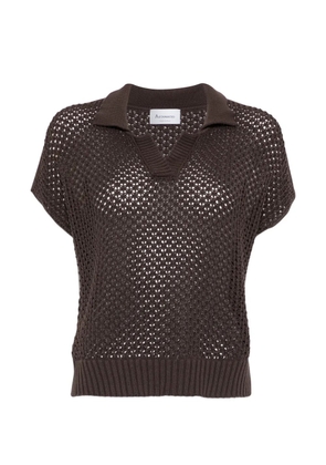 AROVESCIO polo-collar T-shirt - Brown