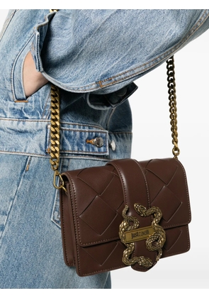 Just Cavalli woven snake leather satchel - Brown
